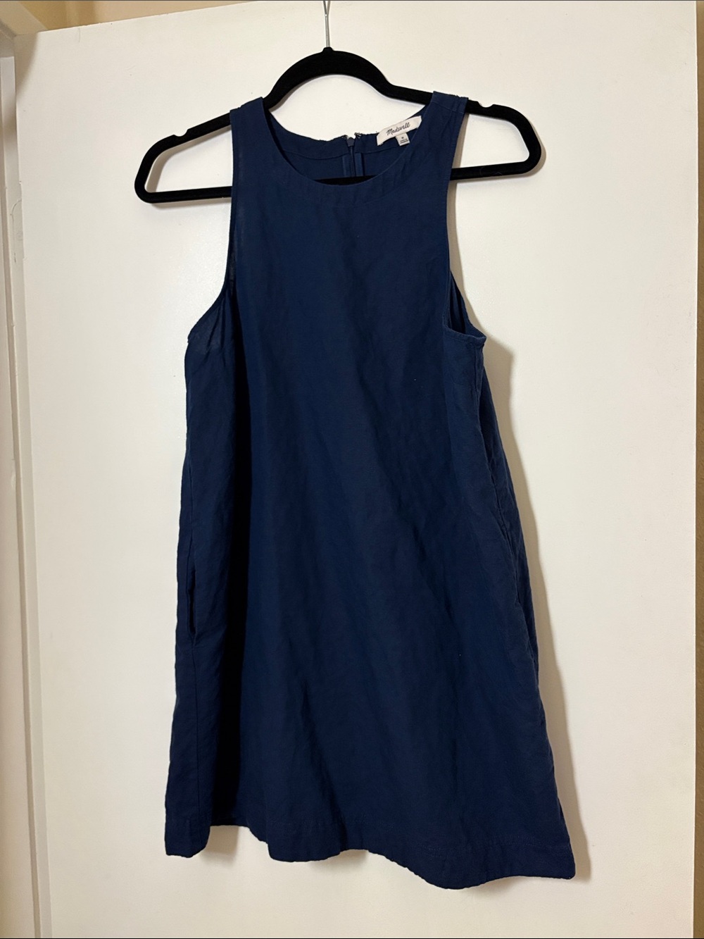 Madewell Navy linen Sleeveless Mini Dress